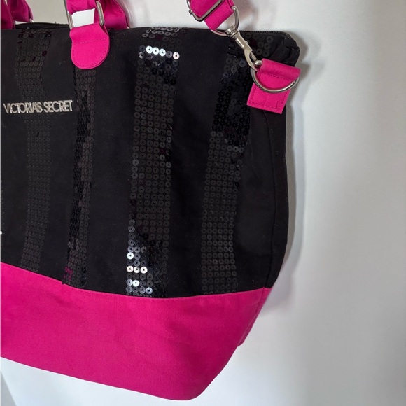Victoria's Secret Black and Pink Tote Bag - Picture 3 of 8